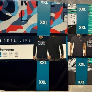 Reel Life Men's XXL Long Sleeve UV Tee - Black with Colorful Chest Accent